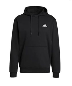 Hoodie with drawstring hood, kangaroo pocket, and white Adidas logo on the chest.
